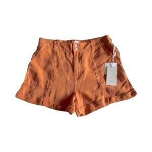 Joie | New Orange Linen Blend Cuffed High Rise Shorts, Size 10
